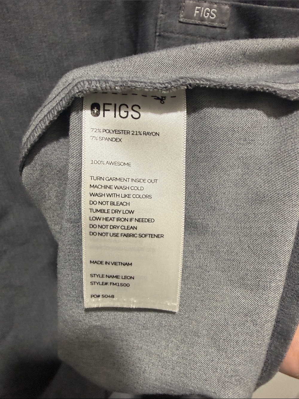 FIGS Leon Three-Pocket Scrub Top Gray Men’s Large Technical Collection - Picture 4 of 5